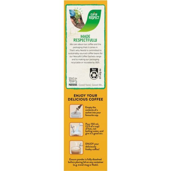Nescafe 98% Sugar Free Coffee Sachets Caramel Latte 10pack - Image 2