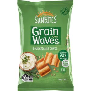 Sunbite Grain Waves Wholegrain Chips Sour Cream & Chives 140g