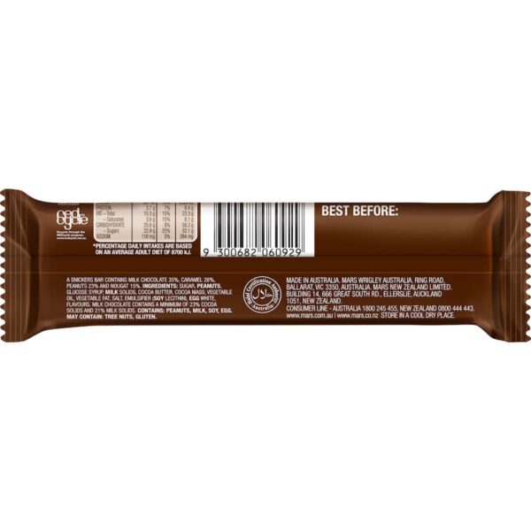 Snickers Chocolate Bar Peanut 44g - Image 3