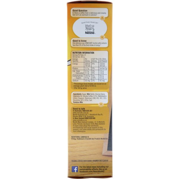Nescafe Cafe Menu Coffee Sachets Vanilla Latte 10pack - Image 6