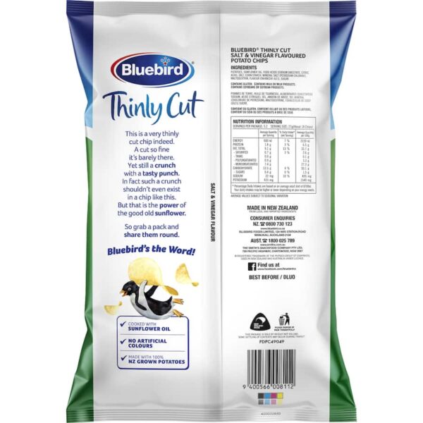 Bluebird Thin Cut Chips Salt & Vinegar 140g - Image 3