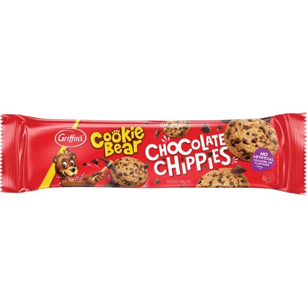 Griffins Cookie Bear Chocolate Chip Biscuits Chocolate Chippies Pkt 200g