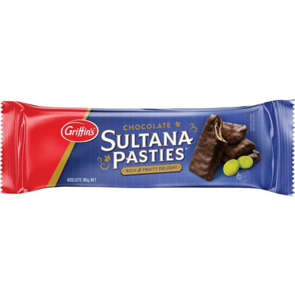Griffins Pasties Chocolate Biscuits Sultana Pkt 185g