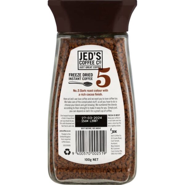 Jed's Instant Freeze Dried Coffee #5 Extra Strong Jar 100g - Image 2