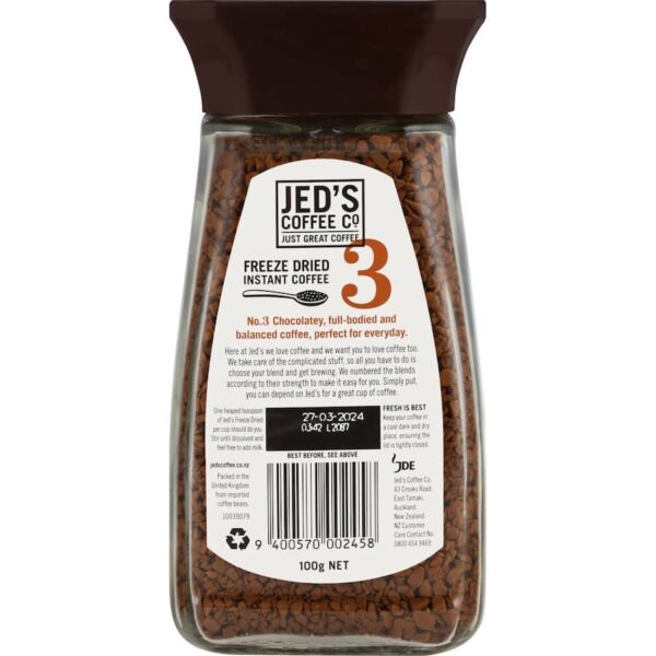 Jed's Instant Freeze Dried Coffee #3 Strong Jar 100g - Image 3
