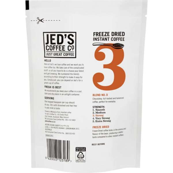 Jed's Instant Freeze Dried Coffee #3 Strong Refill 90g - Image 2