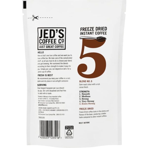 Jed's Instant Freeze Dried Coffee #5 Extra Strong Refill 90g - Image 2