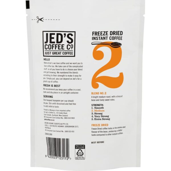 Jed's Instant Freeze Dried Coffee #2 Medium Refill 90g - Image 3