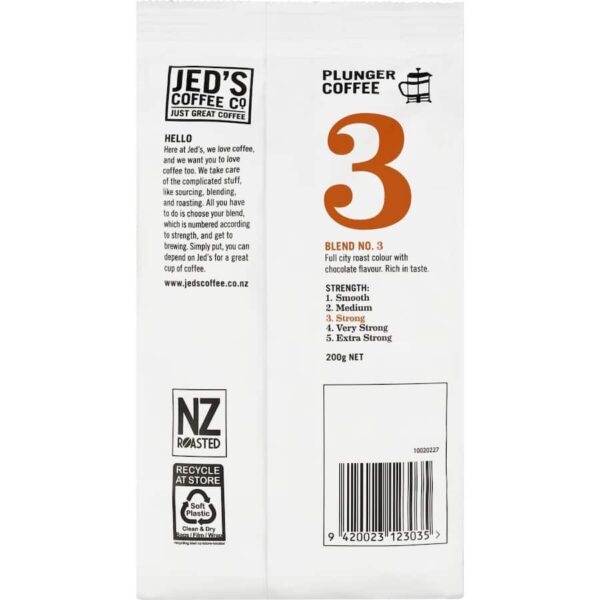Jed's Plunger Grind Coffee #3 Strong 200g - Image 3