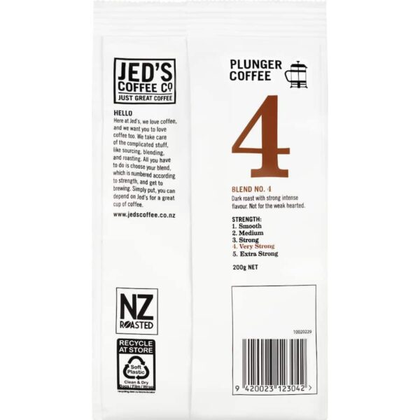 Jed's Plunger Grind Coffee #4 Very Strong 200g - Image 3