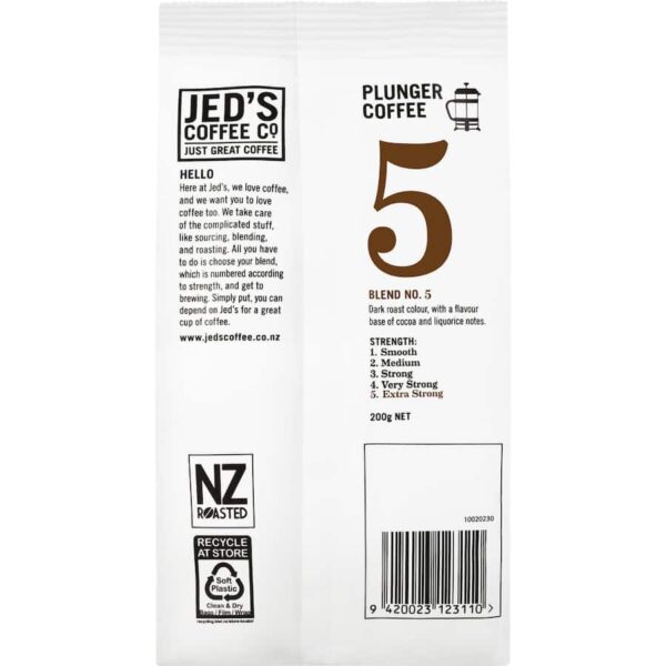 Jed's Plunger Grind Coffee #5 Extra Strong 200g - Image 3